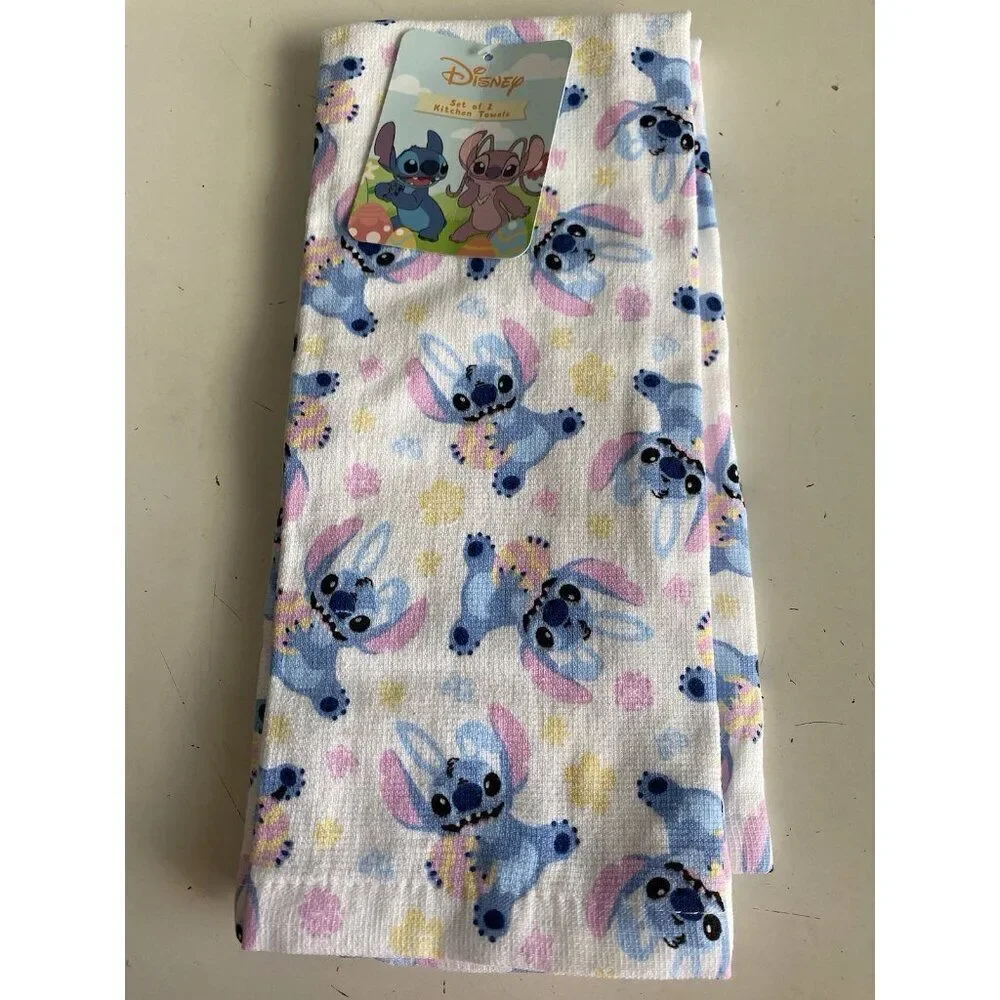2 Pack Disney Stitch Hand Kitchen Towels Easter Eggs Spring 16 X 26” NEW‎